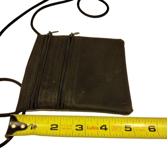 Black Passport Holder Document ShoulderBag Zipper Coin Purse Tote Plastic Slot - Picture 7 of 7